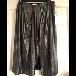 Leith Knot Front Metallic Midi Skirt